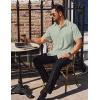 imageCOOFANDY Mens Short Sleeve Dress Shirts Stretch Wrinkle Free Button Down Shirt Casual Summer TopLight Green