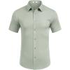 imageCOOFANDY Mens Short Sleeve Dress Shirts Stretch Wrinkle Free Button Down Shirt Casual Summer TopLight Green