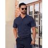 imageCOOFANDY Mens Short Sleeve Dress Shirts Stretch Wrinkle Free Button Down Shirt Casual Summer TopNavy Blue