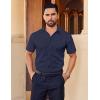 imageCOOFANDY Mens Short Sleeve Dress Shirts Stretch Wrinkle Free Button Down Shirt Casual Summer TopNavy Blue