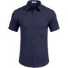 imageCOOFANDY Mens Short Sleeve Dress Shirts Stretch Wrinkle Free Button Down Shirt Casual Summer TopNavy Blue