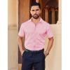 imageCOOFANDY Mens Short Sleeve Dress Shirts Stretch Wrinkle Free Button Down Shirt Casual Summer TopPink