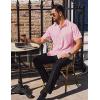 imageCOOFANDY Mens Short Sleeve Dress Shirts Stretch Wrinkle Free Button Down Shirt Casual Summer TopPink