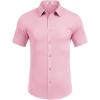 imageCOOFANDY Mens Short Sleeve Dress Shirts Stretch Wrinkle Free Button Down Shirt Casual Summer TopPink