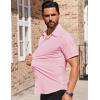 imageCOOFANDY Mens Short Sleeve Dress Shirts Stretch Wrinkle Free Button Down Shirt Casual Summer TopPink