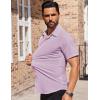 imageCOOFANDY Mens Short Sleeve Dress Shirts Stretch Wrinkle Free Button Down Shirt Casual Summer TopPurple