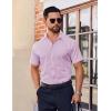imageCOOFANDY Mens Short Sleeve Dress Shirts Stretch Wrinkle Free Button Down Shirt Casual Summer TopPurple
