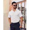 imageCOOFANDY Mens Short Sleeve Dress Shirts Stretch Wrinkle Free Button Down Shirt Casual Summer TopWhite