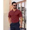 imageCOOFANDY Mens Short Sleeve Dress Shirts Stretch Wrinkle Free Button Down Shirt Casual Summer TopWine Red