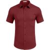imageCOOFANDY Mens Short Sleeve Dress Shirts Stretch Wrinkle Free Button Down Shirt Casual Summer TopWine Red