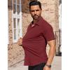 imageCOOFANDY Mens Short Sleeve Dress Shirts Stretch Wrinkle Free Button Down Shirt Casual Summer TopWine Red