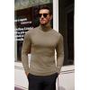 imageCOOFANDY Mens Slim Fit Turtleneck Sweater Casual Basic Knitted Long Sleeve Pullover SweaterKhaki