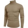 imageCOOFANDY Mens Slim Fit Turtleneck Sweater Casual Basic Knitted Long Sleeve Pullover SweaterKhaki