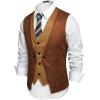 imageCOOFANDY Mens Suede Leather Vest Layered Style Dress Vest Waistcoat