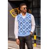 imageCOOFANDY Mens Sweater Vest V Neck Sleeveless Sweater Slim Fit Casual Knitted Pullover SweaterArgyle Blue