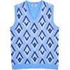 imageCOOFANDY Mens Sweater Vest V Neck Sleeveless Sweater Slim Fit Casual Knitted Pullover SweaterArgyle Blue