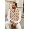 imageCOOFANDY Mens Sweater Vest V Neck Sleeveless Sweater Slim Fit Casual Knitted Pullover SweaterArgyle Khaki