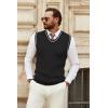 imageCOOFANDY Mens Sweater Vest V Neck Sleeveless Sweater Slim Fit Casual Knitted Pullover SweaterBlack and White Stripe