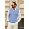 imageCOOFANDY Mens Sweater Vest V Neck Sleeveless Sweater Slim Fit Casual Knitted Pullover SweaterBlue and White Stripe
