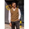 imageCOOFANDY Mens Sweater Vest V Neck Sleeveless Sweater Slim Fit Casual Knitted Pullover SweaterBrown