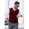 imageCOOFANDY Mens Sweater Vest V Neck Sleeveless Sweater Slim Fit Casual Knitted Pullover SweaterDeep Red