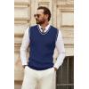 imageCOOFANDY Mens Sweater Vest V Neck Sleeveless Sweater Slim Fit Casual Knitted Pullover SweaterNavy Blue and White Stripe