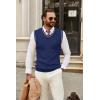 imageCOOFANDY Mens Sweater Vest V Neck Sleeveless Sweater Slim Fit Casual Knitted Pullover SweaterNavy Blue and White Stripe