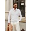 imageCOOFANDY Mens Sweater Vest V Neck Sleeveless Sweater Slim Fit Casual Knitted Pullover SweaterWhite and Black Stripe