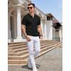 imageCOOFANDY Mens Textured Knit Polo Shirts Zipper Polo Shirts Short Sleeve Casual Lightweight Golf ShirtBlack