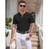 imageCOOFANDY Mens Textured Knit Polo Shirts Zipper Polo Shirts Short Sleeve Casual Lightweight Golf ShirtBlack