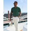 imageCOOFANDY Mens Textured Knit Polo Shirts Zipper Polo Shirts Short Sleeve Casual Lightweight Golf ShirtGreen