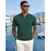imageCOOFANDY Mens Textured Knit Polo Shirts Zipper Polo Shirts Short Sleeve Casual Lightweight Golf ShirtGreen