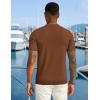 imageCOOFANDY Mens Textured Knit Polo Shirts Zipper Polo Shirts Short Sleeve Casual Lightweight Golf ShirtLight Brown