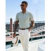imageCOOFANDY Mens Textured Knit Polo Shirts Zipper Polo Shirts Short Sleeve Casual Lightweight Golf ShirtLight Green