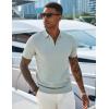 imageCOOFANDY Mens Textured Knit Polo Shirts Zipper Polo Shirts Short Sleeve Casual Lightweight Golf ShirtLight Green