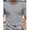 imageCOOFANDY Mens Textured Knit Polo Shirts Zipper Polo Shirts Short Sleeve Casual Lightweight Golf ShirtLight Grey