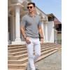 imageCOOFANDY Mens Textured Knit Polo Shirts Zipper Polo Shirts Short Sleeve Casual Lightweight Golf ShirtLight Grey