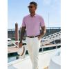 imageCOOFANDY Mens Textured Knit Polo Shirts Zipper Polo Shirts Short Sleeve Casual Lightweight Golf ShirtLight Purple