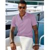 imageCOOFANDY Mens Textured Knit Polo Shirts Zipper Polo Shirts Short Sleeve Casual Lightweight Golf ShirtLight Purple