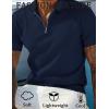imageCOOFANDY Mens Textured Knit Polo Shirts Zipper Polo Shirts Short Sleeve Casual Lightweight Golf ShirtNavy Blue