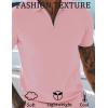 imageCOOFANDY Mens Textured Knit Polo Shirts Zipper Polo Shirts Short Sleeve Casual Lightweight Golf ShirtPink