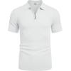 imageCOOFANDY Mens Textured Knit Polo Shirts Zipper Polo Shirts Short Sleeve Casual Lightweight Golf ShirtWhite
