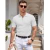 imageCOOFANDY Mens Textured Knit Polo Shirts Zipper Polo Shirts Short Sleeve Casual Lightweight Golf ShirtWhite