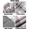 imageCOOFANDY Mens Trench Coat Long Casual Single Brested Overcoat Winter Notched Collar Wool Blend Pea coat With PocketsGrey Plaid