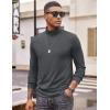 imageCOOFANDY Mens Turtleneck Shirt Long Sleeve Pullover Sweater Slim Fit Lightweight Thermal Undershirt TopsDeep Grey