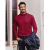 imageCOOFANDY Mens Turtleneck Shirt Long Sleeve Pullover Sweater Slim Fit Lightweight Thermal Undershirt TopsWine Red