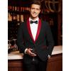 imageCOOFANDY Mens Tuxedo Jacket One Button Dress Suit Blazer Jacket for Wedding Dinner Prom PartyBlack Red