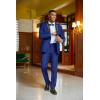 imageCOOFANDY Mens Tuxedo Suit Set Slim Fit 2 Piece One Button Blazer Jacket Pants for WeddingDinnerPromBlue