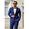 imageCOOFANDY Mens Tuxedo Suit Set Slim Fit 2 Piece One Button Blazer Jacket Pants for WeddingDinnerPromBlue