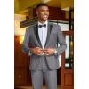 imageCOOFANDY Mens Tuxedo Suit Set Slim Fit 2 Piece One Button Blazer Jacket Pants for WeddingDinnerPromDark Gray